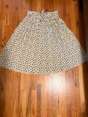 Alice Blue White Midi Skirt with leopard Print